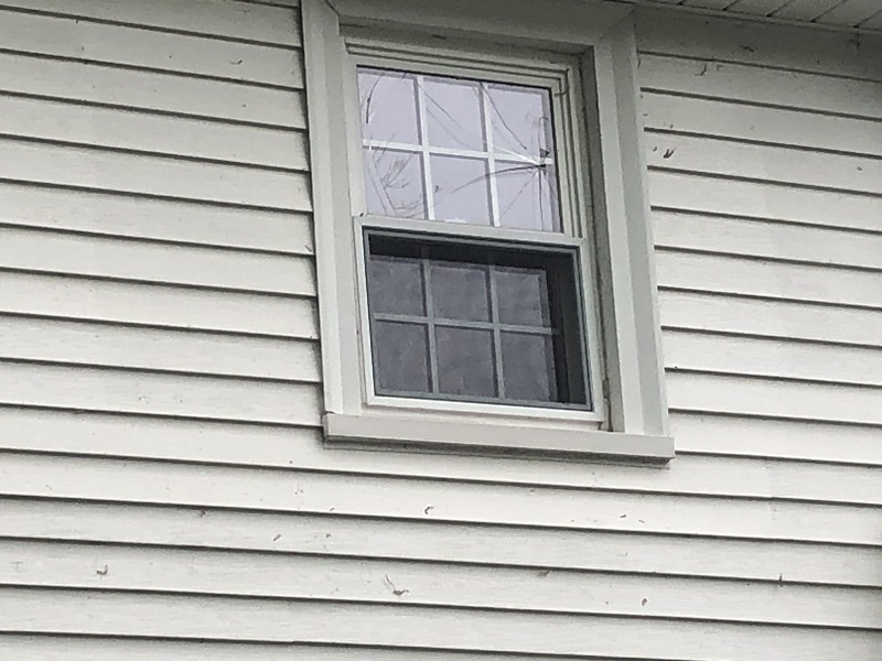 Cracked double hung window